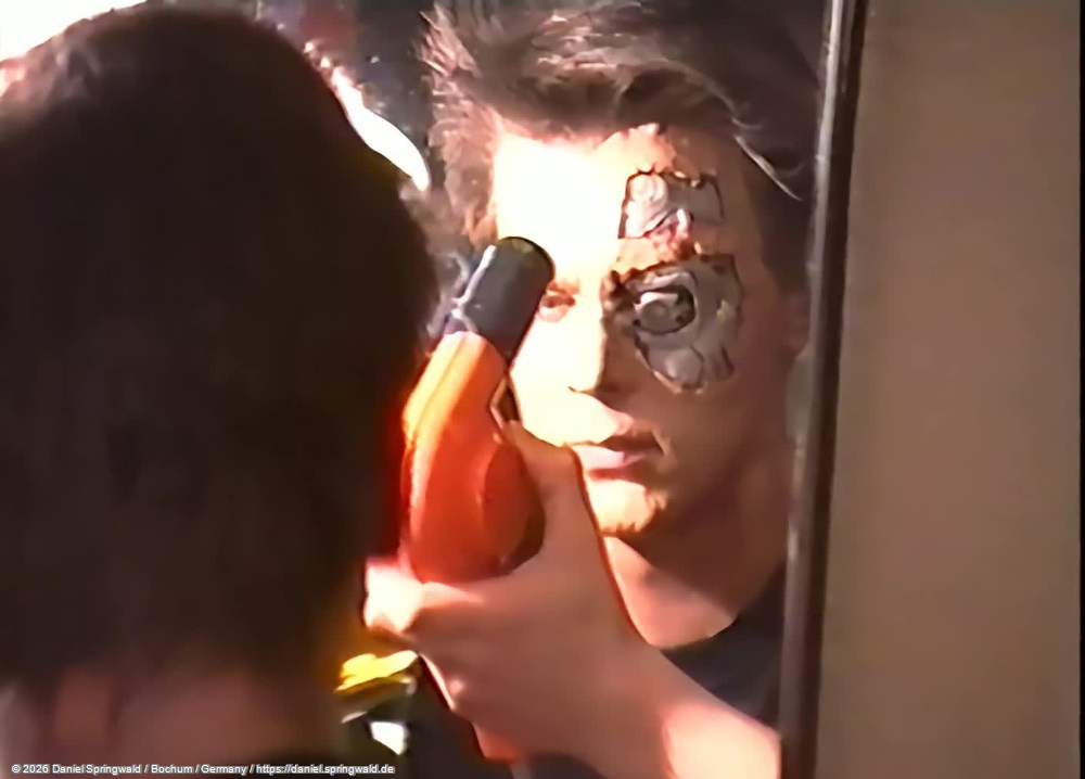 Terminator 2 Cosplay - trocknen der Maske per Fön